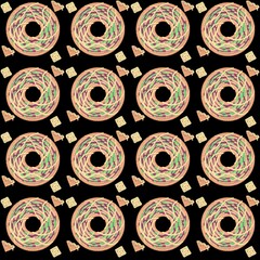 Fototapeta premium The fabric of the dessert is seamless against the black background.