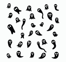 Cute Halloween Ghost Vector Illustration – Spooky Cartoon Character Clipart for Holiday Design