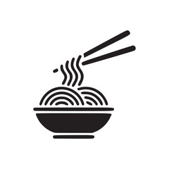 Vector art of noodle bowl icon asian cuisine with chopsticks, perfect for restaurant menus, food blogs, and culinary designs, showcasing the simplicity of a delicious meal