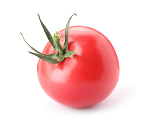 One ripe red tomato isolated on white