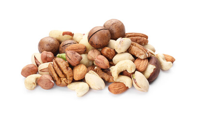 Mix of different nuts isolated on white