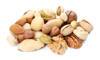 Mix of different nuts isolated on white