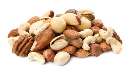 Mix of different nuts isolated on white