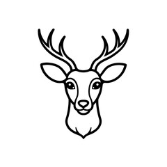 Naklejka premium Deer head outline drawing on transparent background silhouette