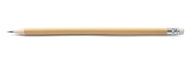One sharp graphite pencil isolated on white