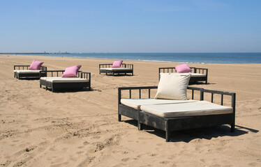 Relaxation on Scheveningen beach in The Hague, The Netherlands