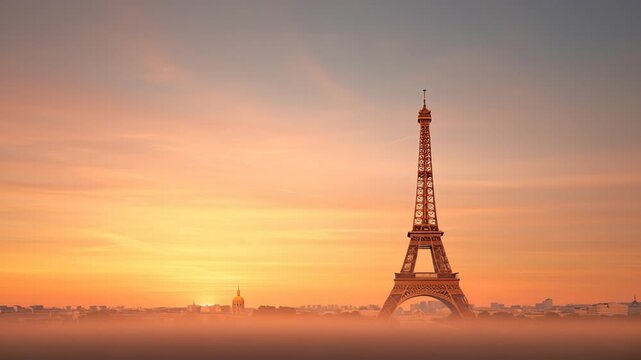 Sunrise Over the Eiffel Tower in Paris