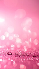 A captivating pink backdrop showcases glittering bokeh and water droplets, creating a delightful and romantic ambiance.
