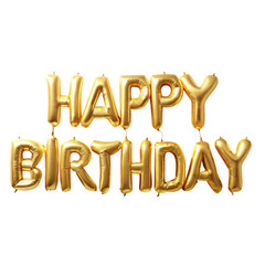Naklejka premium Golden Happy Birthday Balloon Letters on Transparent Background for Party Decoration