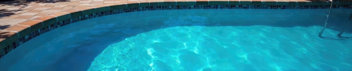 A refreshing blue swimming pool on a sunny summer day, perfect for relaxation and cooling off Crystal clear water sparkles under the summer sun , clear, swimming, resort