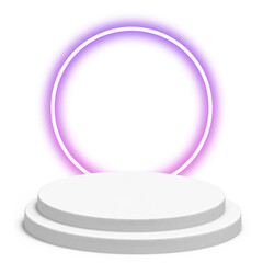 white 3d podium neon