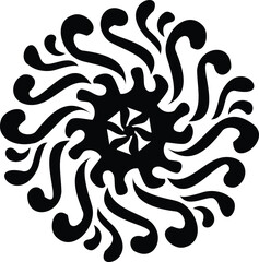 black circular floral isolated element decorative ornament clipart design vector illustration 