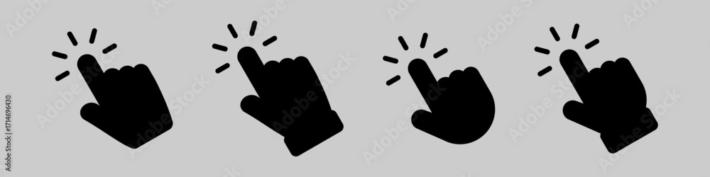 Aufkleber set of hand pointer symbol in trendy flat style. computer mouse click cursor. click cursor collectio