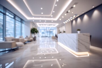 Blurred  Modern and Bright Corporate Lobby