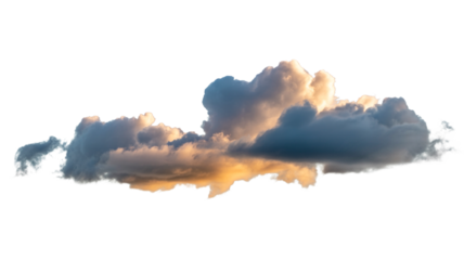 cloud formation against a during golden hour sunset sky on transparent background