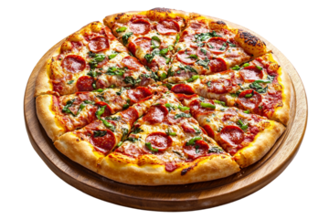 Friends enjoying slice of pizza together isolated on transparent background