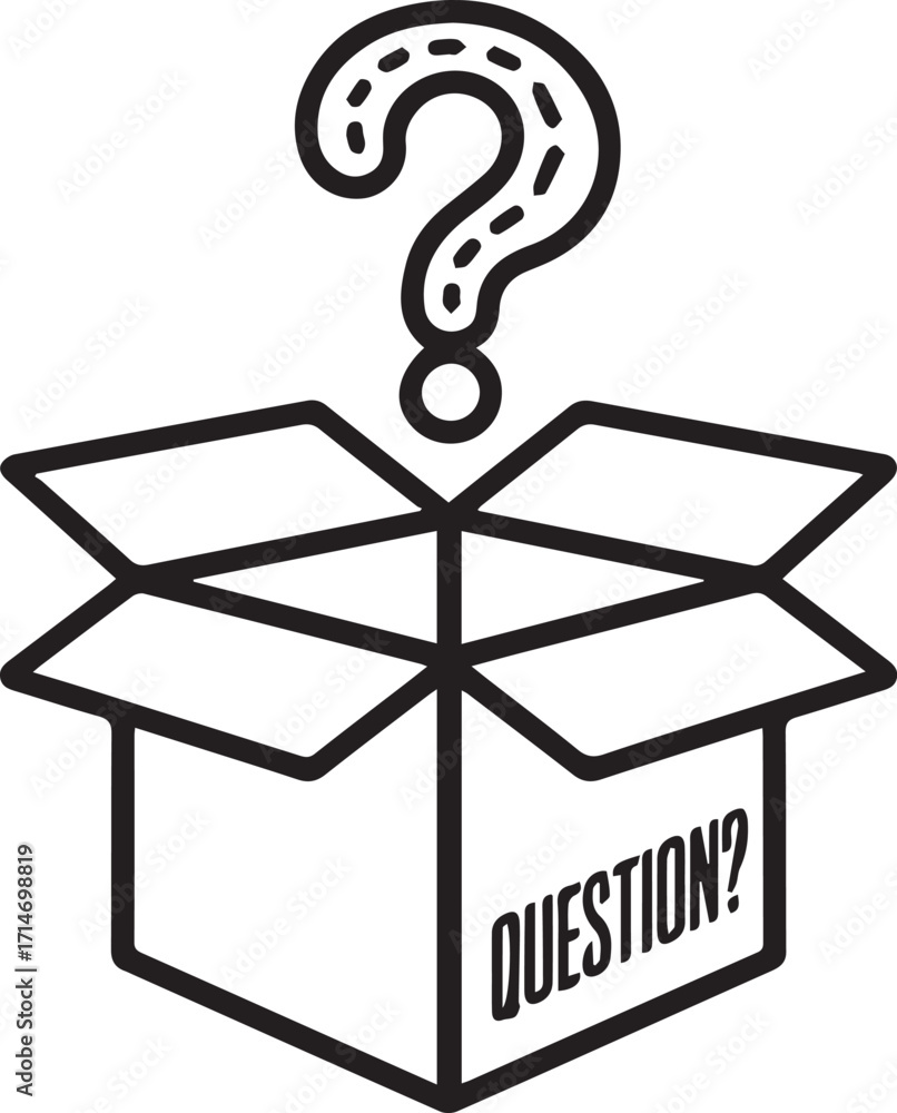 Poster vector art of open box with a question mark illustration