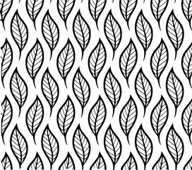 Black and White Leaf Pattern - Simple and Elegant Botanical Design