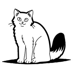 Obraz premium A Charming Feline: A minimalist outline of a cat, capturing its poised elegance and gentle features.