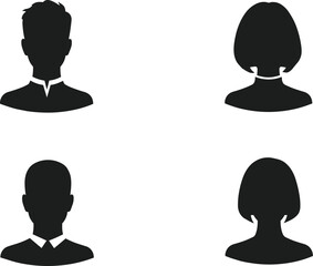 Business and casual male female avatar silhouette set, people face icon, profile vector illustration, professional character design collection
