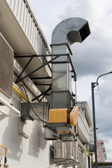 High-capacity kitchen exhaust hood for large-scale cooking.