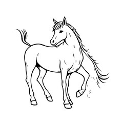 Monochrome equine elegance illustration with simple outlined artistic style and a gentle