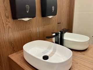 Stylish modern interior, bathroom sink. High quality photo