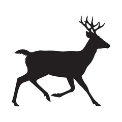 Running Deer Silhouette Isolated on White