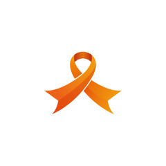 Orange Awareness Ribbon Icon with white background.