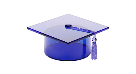 A blue graduation cap with tassel isolated on transparent background
