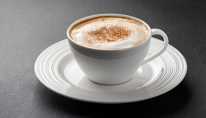 Creamy Cappuccino In A White Cup And Saucer