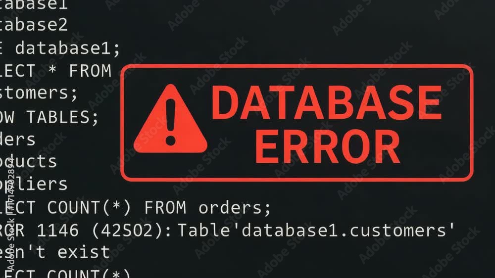 Aufkleber a computer screen displaying a database error message highlighting issues with data retrieval in sql