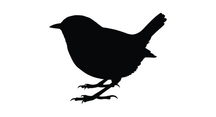 Simple black silhouette of a small bird perched on a branch