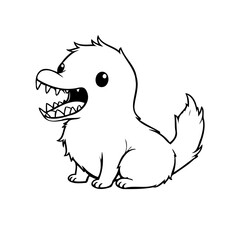 Stylized creature outline whimsical drawing digital illustration a cartoonish reptile character