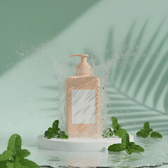 Bottle mockup with pump dispenser 