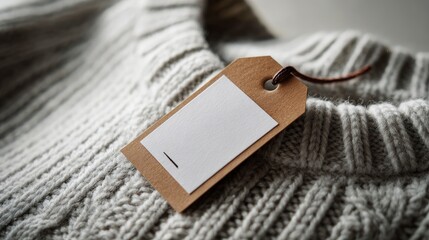 Blank tag on grey knitted sweater