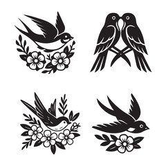 Obraz premium Flower Love Birds Svg