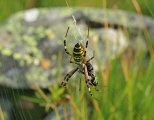 A spider with prey in its web