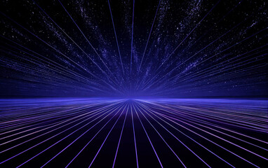 Fototapeta premium Vibrant Blue Abstract Lines Radiating in a Futuristic Space