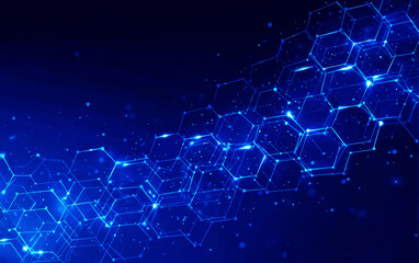Abstract Blue Hexagonal Pattern Representing Modern Technology