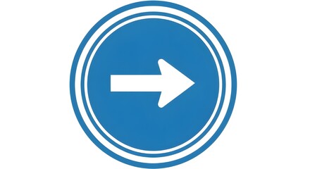 Blue circular button with a white arrow pointing to the right, a simple icon representing concepts of next, forward, and direction