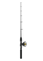 Obraz premium Black Spinning Fishing Rod with Yellow Reel and Guides.