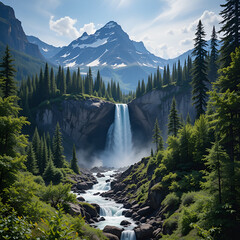 Glacier's Going-to-the-Sun Road waterfalls, Montana