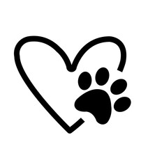 Dog paw print clip art design on plain white transparent isolated background for card, shirt, hoodie, sweatshirt, apparel, card, tag, mug, icon, poster or badge