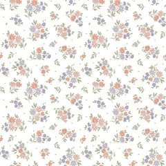 Beautiful seamless floral pattern with simple flowers. Seamless background with decorative floral ornaments for textiles, wrappers, fabrics, clothing, covers, printing, scrapbooking. Soft color flower