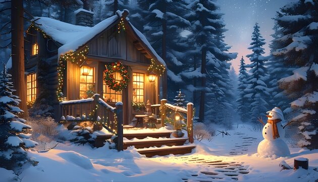 Spooky halloween night scene with glowing jack o lanterns lining a cobblestone street in a quaint village under a large full moon and dark cloudy sky