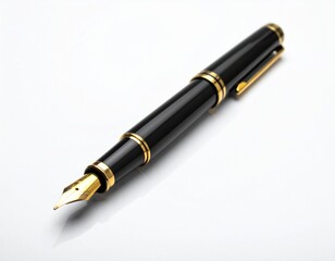 Elegant Black Fountain Pen with Gold Trim