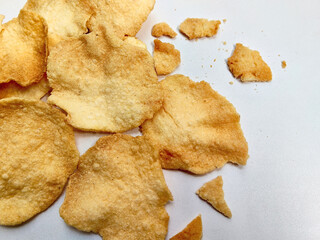 Crunchy Indonesian Traditional Food, Gendar Crackers Made from Rice Flour