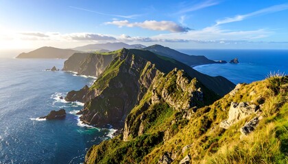 Panoramic view of rugged coastline