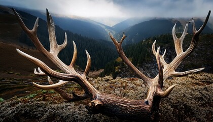Fototapeta premium Antlers With Intricate Textures And Distinct Branching